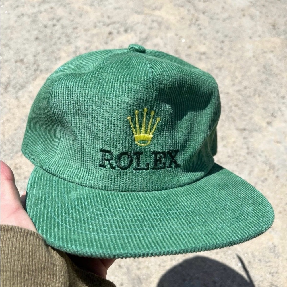 Rolex Green Corduroy SnapBack with Embroidered Crown